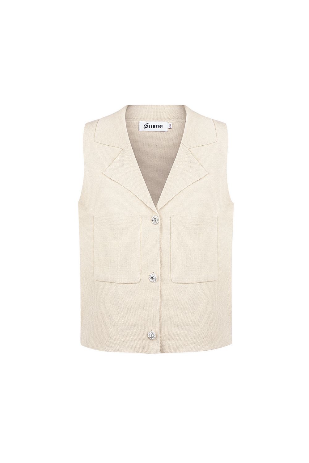 Comfy Knitted Top - Korte Top - Beige Top - Gillet - Gillet Voor Vrouwen