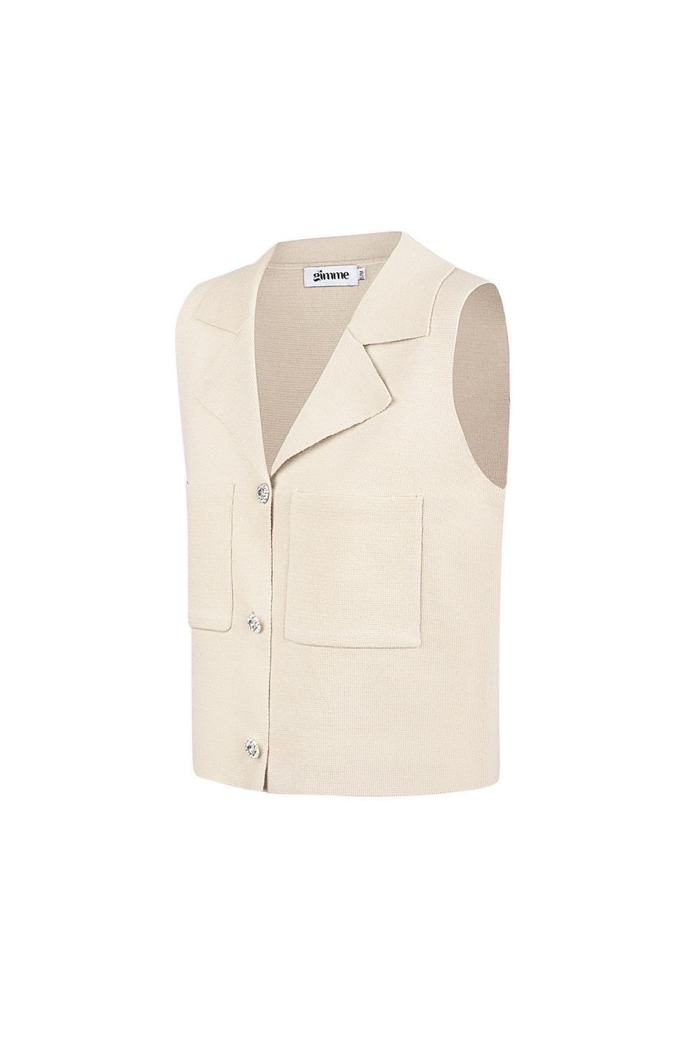 Comfy Knitted Top - Korte Top - Beige Top - Gillet - Gillet Voor Vrouwen
