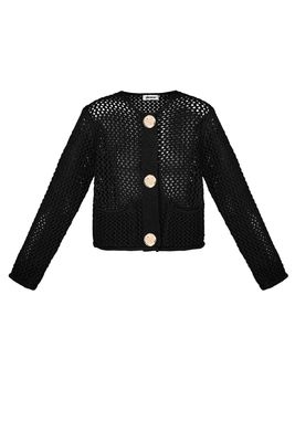 Gehaakte Vest zwart - Vest Met Knopen - Vest Met Lange Mouwen - Gehaakte Top met lange mouwen - Gillet Voor Vrouwen