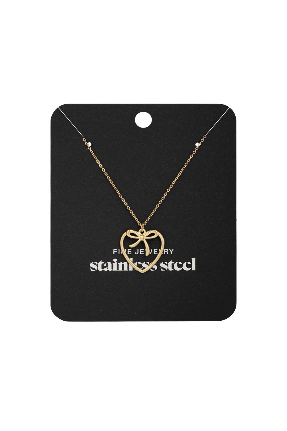 Heartfelt Bow Neckless - Ketting Met Hart - Fijne Ketting Met Hanger - Stainless Steel Ketting - Ketting Voor Dames - Goudkleurige Ketting