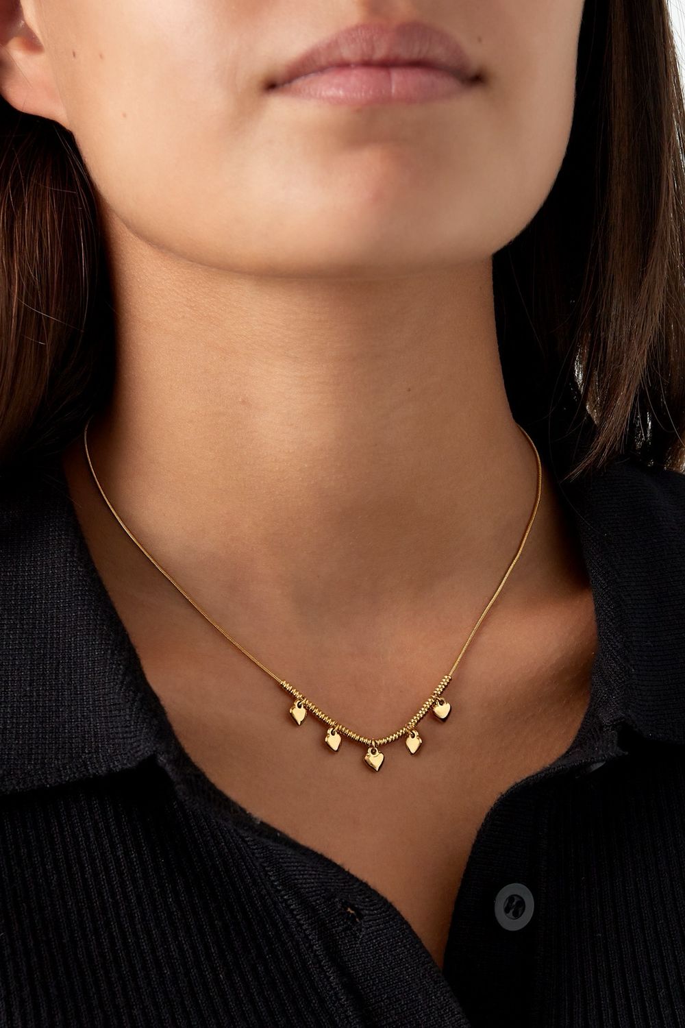 Love Beads Necklace - Stainless Steel Ketting - Ketting Met Hartjes - Goudkleurige Juwelen- Zilverkleurige Sieraden - Ketting Met Bedels - Cadeautip - Verjaardags Cadeau- 100% Waterproof