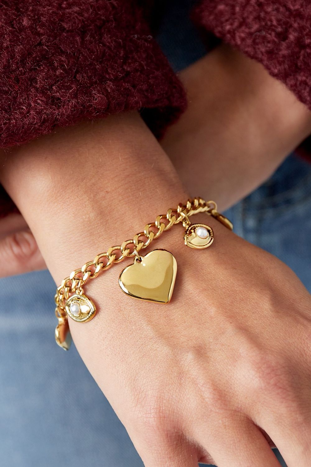 Schakel armband Met Bedels- Stainless Steel Armband- Armband Voor Vrouwen - Cadeau Voor Valentijn