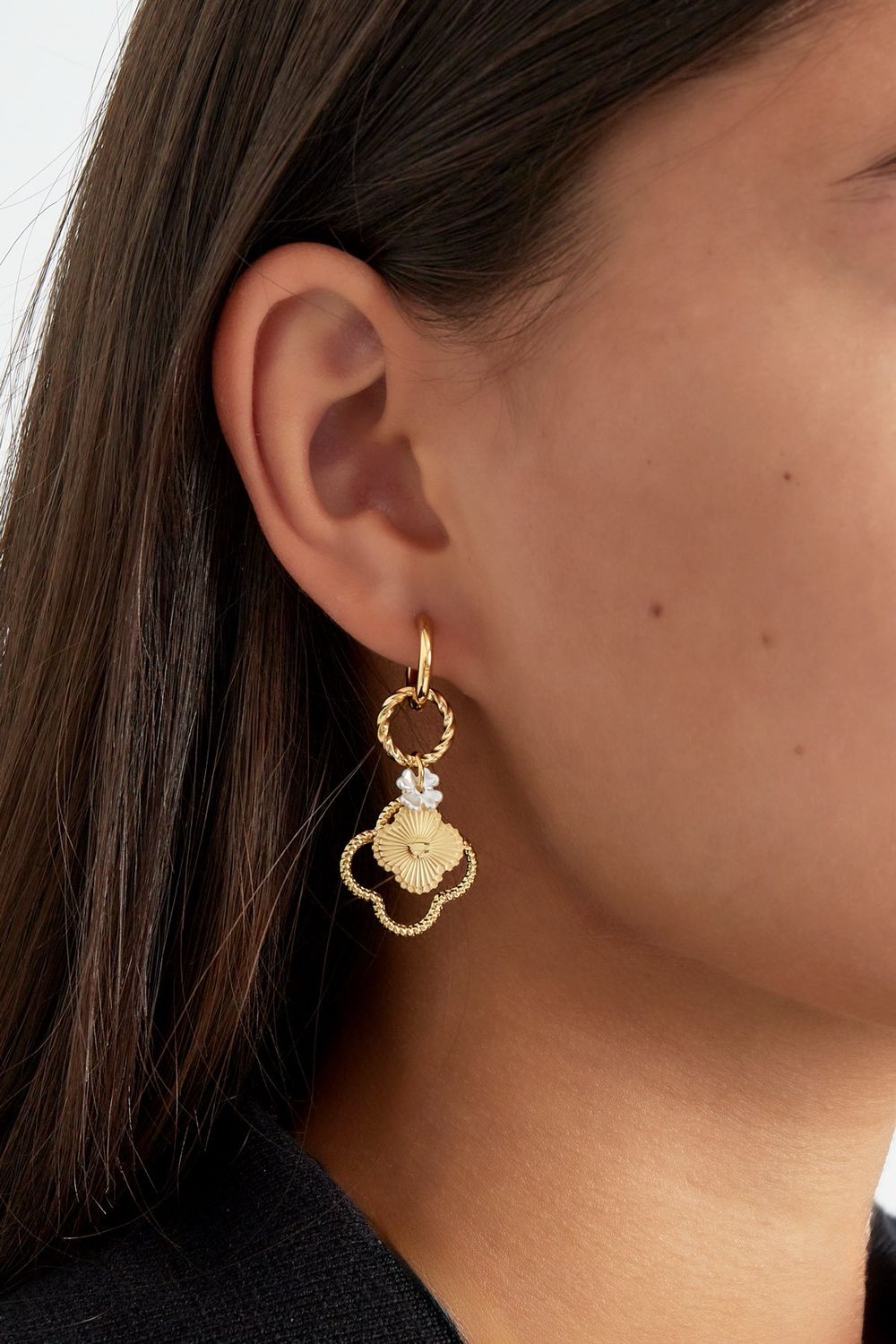 Clover Dream Earrings - Lange Oorbellen - Stainless steel Oorbellen- Oorbellen Voor Vrouwen - Lange Ring Oorbellen