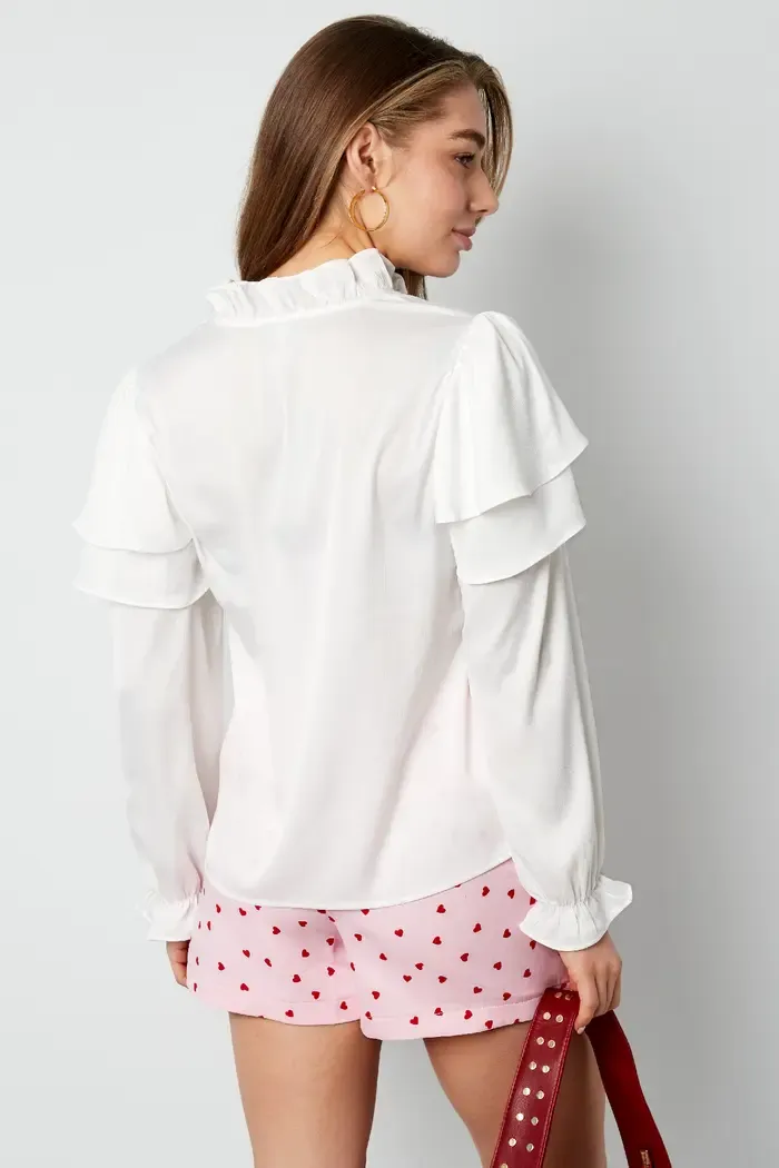 Ruffle Blouse- Top met lange mouwen- Witte blouse - Wit hemd - Blouse met lange mouwen - Lente /Zomer collectie