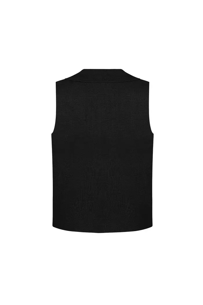 Comfy Knitted Top - Korte Top - Zwarte Top - Gillet - Gillet Voor Vrouwen