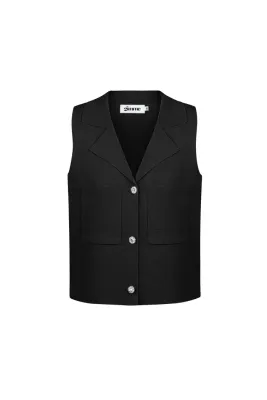 Comfy Knitted Top - Korte Top - Zwarte Top - Gillet - Gillet Voor Vrouwen