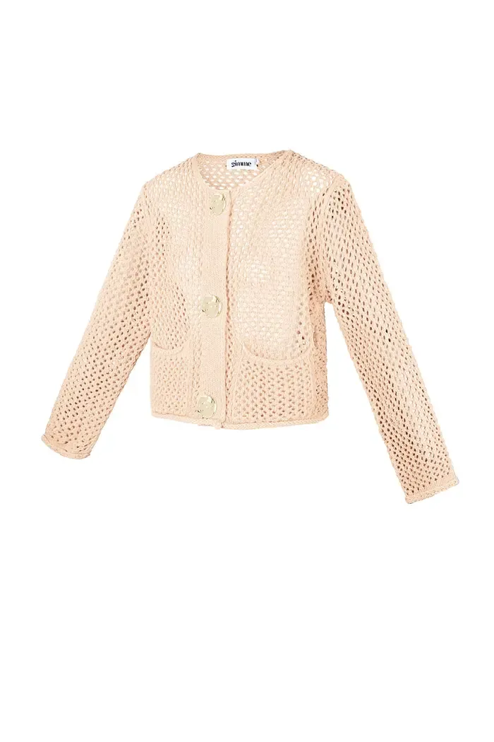 Gehaakte Vest zwart - Vest Met Knopen - Vest Met Lange Mouwen - Gehaakte Top met lange mouwen - Gilet Voor Vrouwen