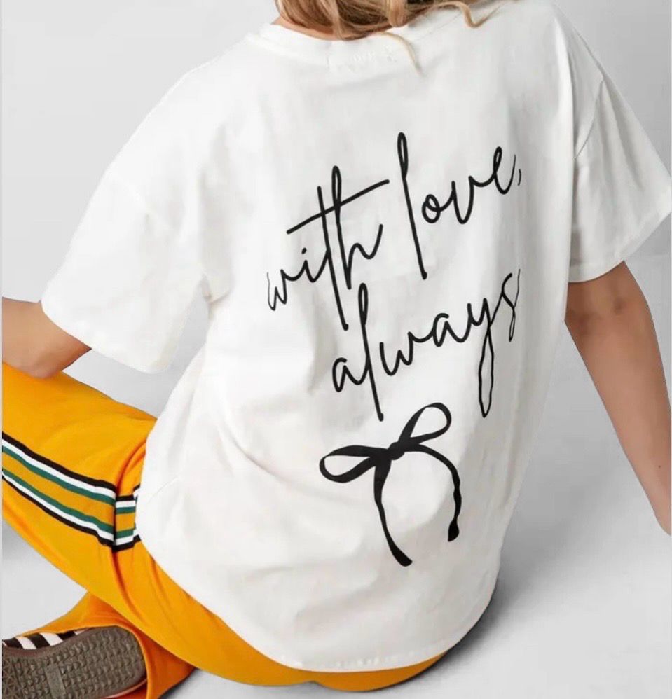 T- Shirt Met Print - Love Always - T Shirt Met Korte Mouwen - Losse T Shirt - T Shirt Voor Vrouwen, Maat en kleur: S