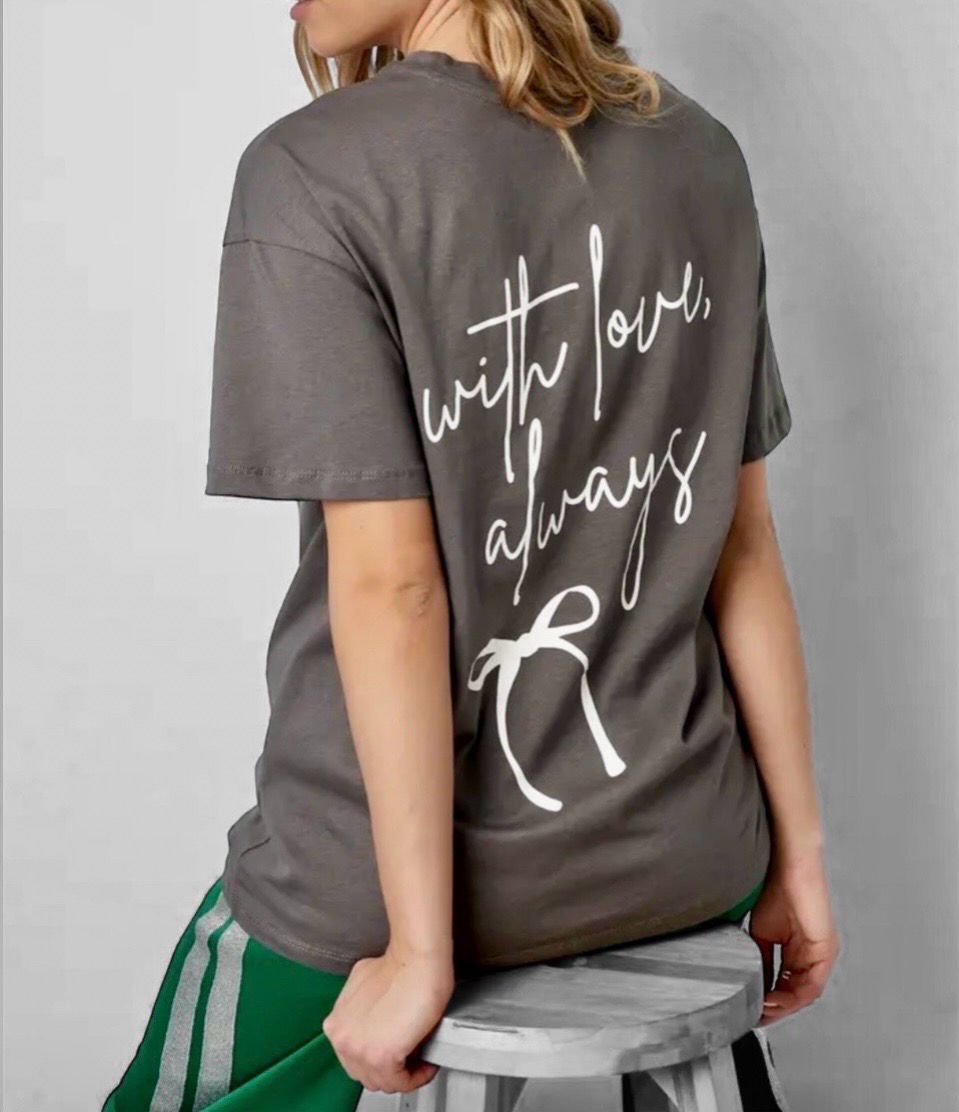 T- Shirt Met Print - Love Always - T Shirt Met Korte Mouwen - Losse T Shirt - T Shirt Voor Vrouwen, Maat en kleur: S