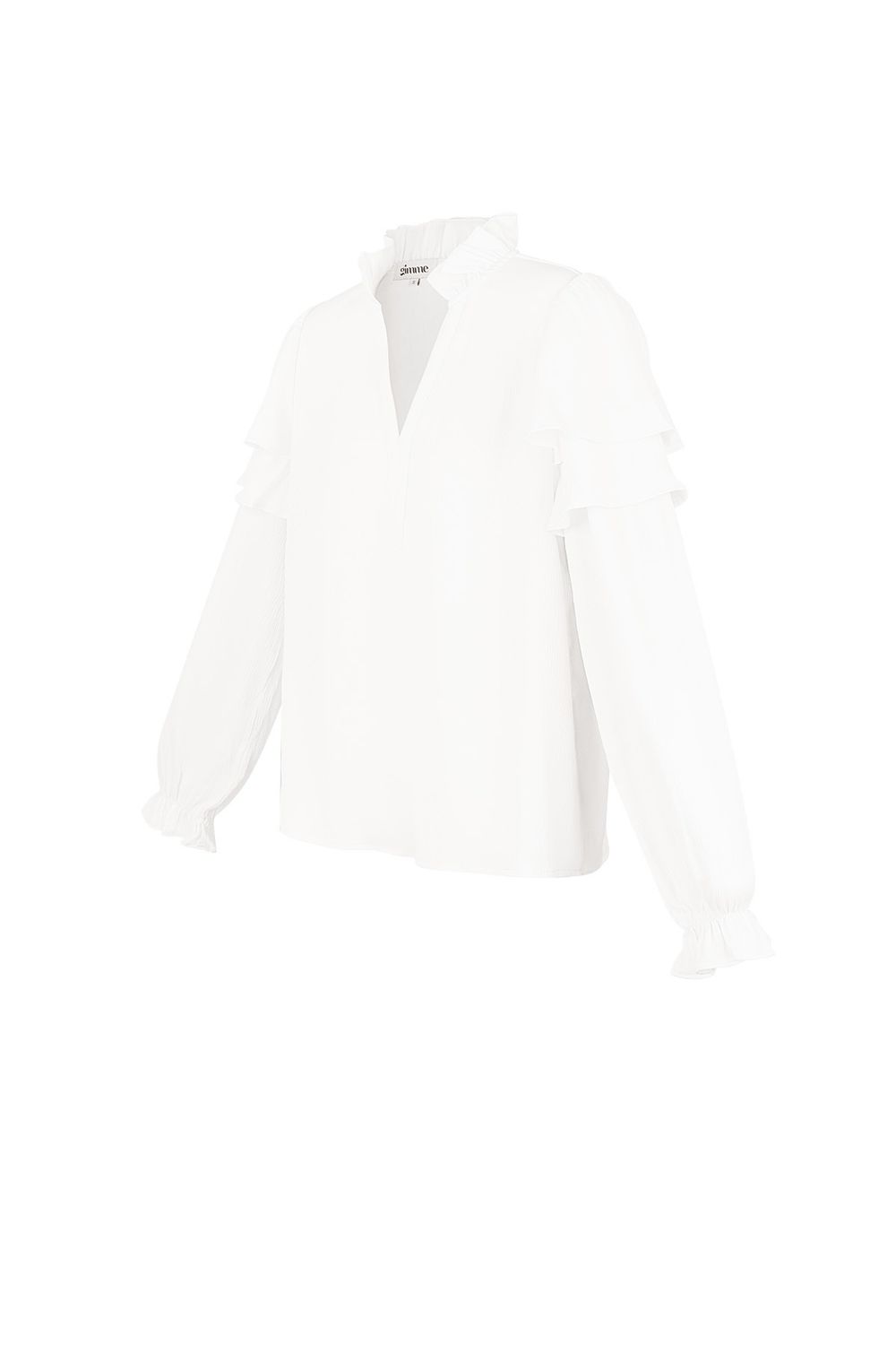 Ruffle Blouse- Top met lange mouwen- Witte blouse - Wit hemd - Blouse met lange mouwen - Lente /Zomer collectie