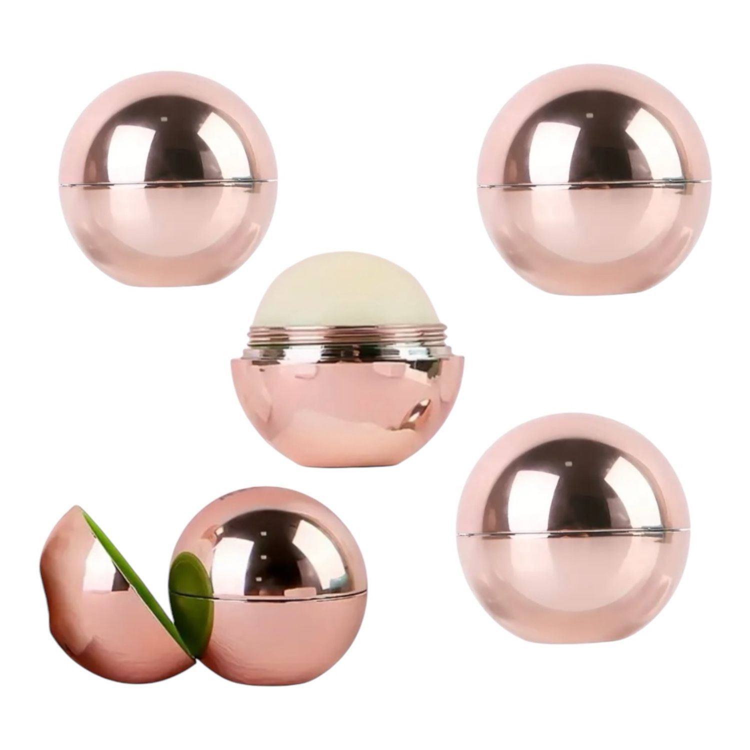 Organische, herbal, vegan voedende goudkleurige lip balm bal.