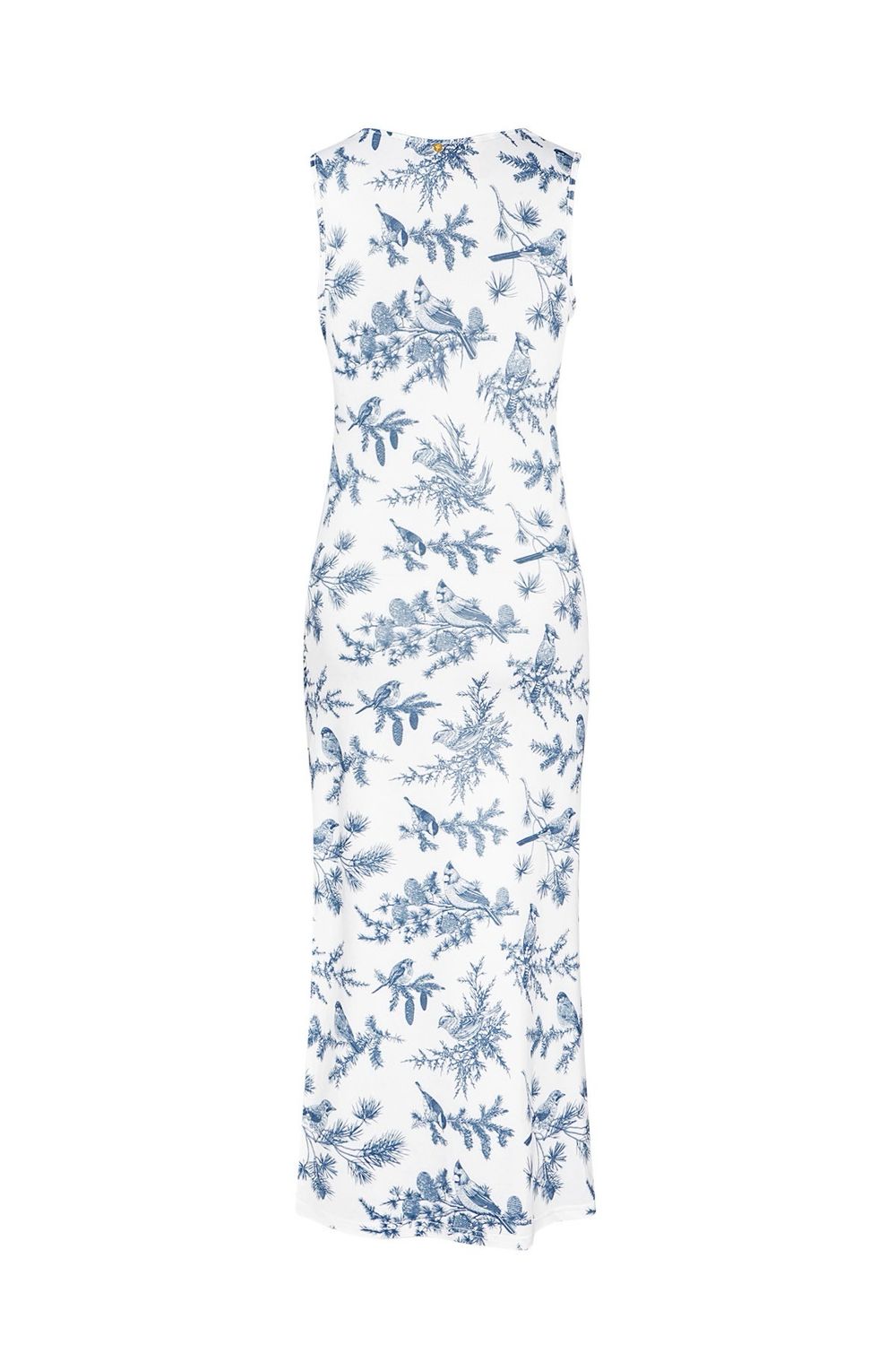 Lang Kleed Met Bloemen-Aanpassende Jurk Met Split- Kleed Met Bloemen Motief - Lang Kleed Met Stretch - Blauw Kleed - Midi Jurk
