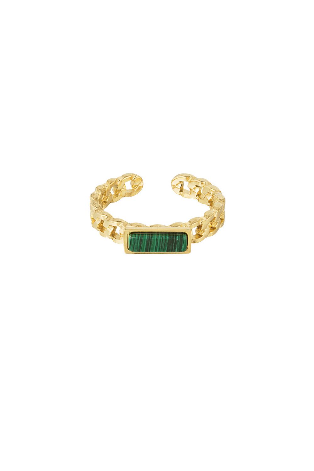 Ring Met Groen Steentje - Stainless Steel Ring- Open Ring - One Size Ring