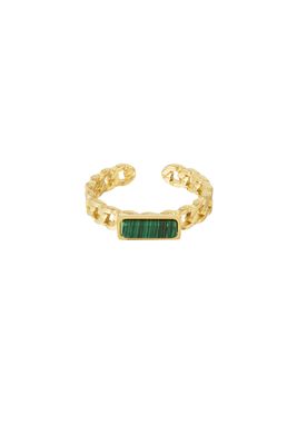 Ring Met Groen Steentje - Stainless Steel Ring- Open Ring - One Size Ring