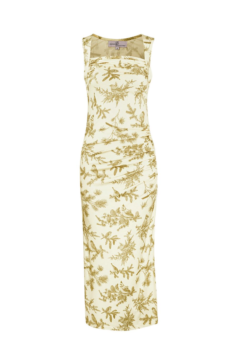 Lang Aanpassend Kleedje Met Print- Lange Jurk Met Split - Beige - Midi Jurk