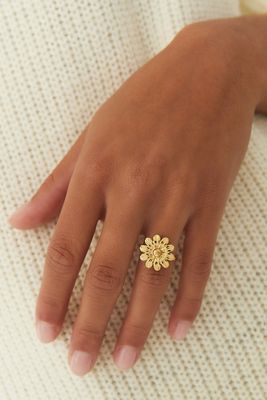 Ring Met Bloem- Stainless steel Ring - Open Ring - One Size Ring