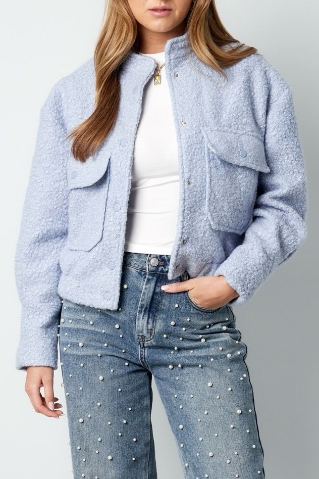 Bomber Jas- Licht Blauw - Blauwe Vest- Korte Jas