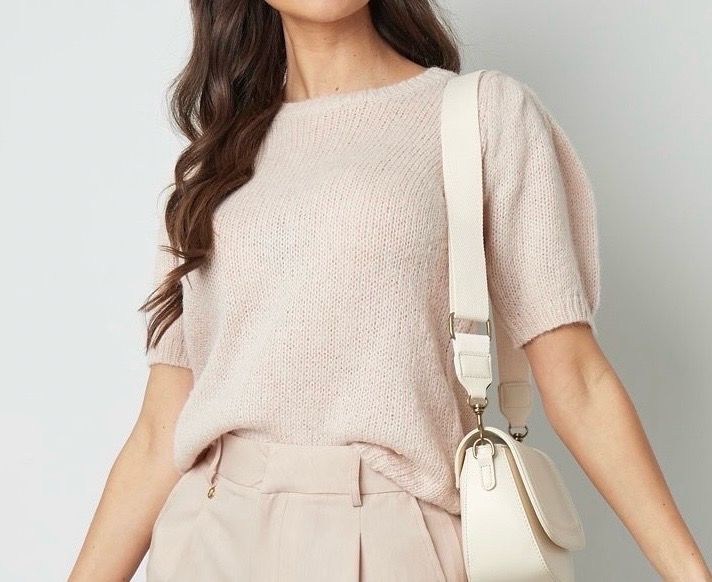 T Shirt Met Pof Mouwen - Knitted Trui Met Korte Mouwen