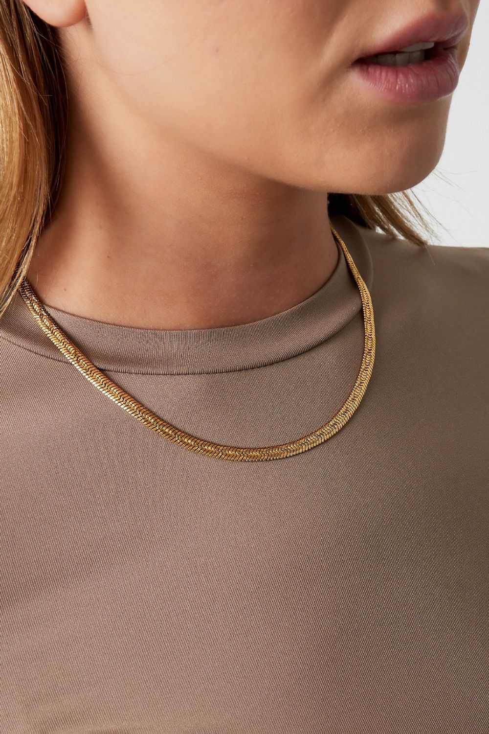 Platte Brede Link Ketting - Stainless Steel Ketting - Ketting Voor Vrouwen