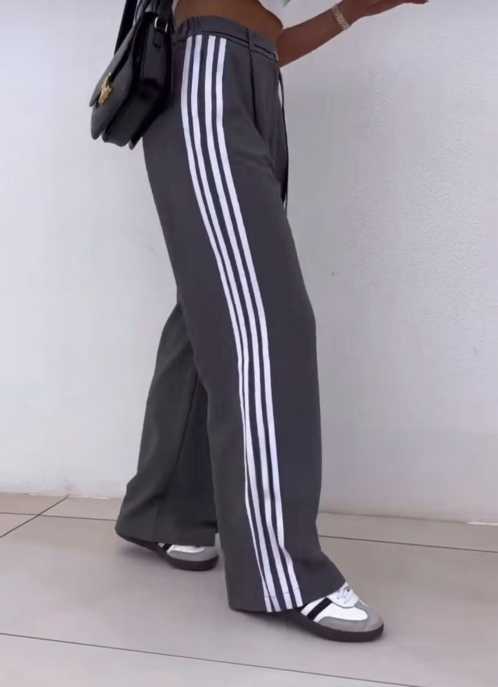 Chic straight pants with striped band - Gestreepte Casual Sportive Must-have Broek