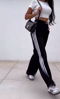 Chic straight pants with striped band - Gestreepte Casual Sportive Must-have Broek