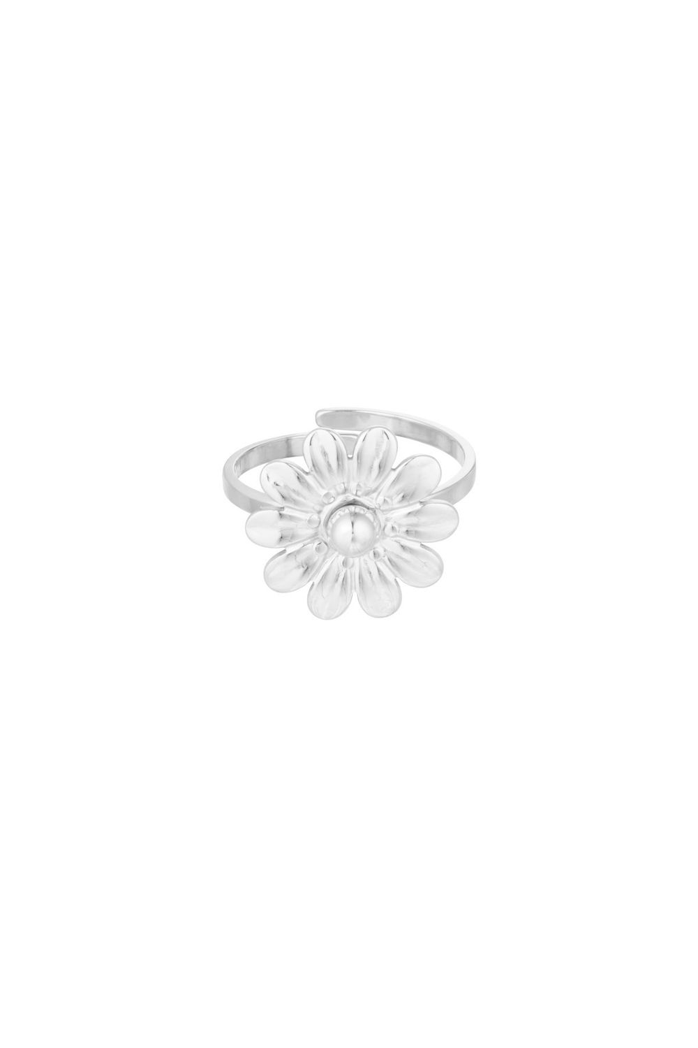 Ring Met Bloem- Stainless steel Ring - Open Ring - One Size Ring