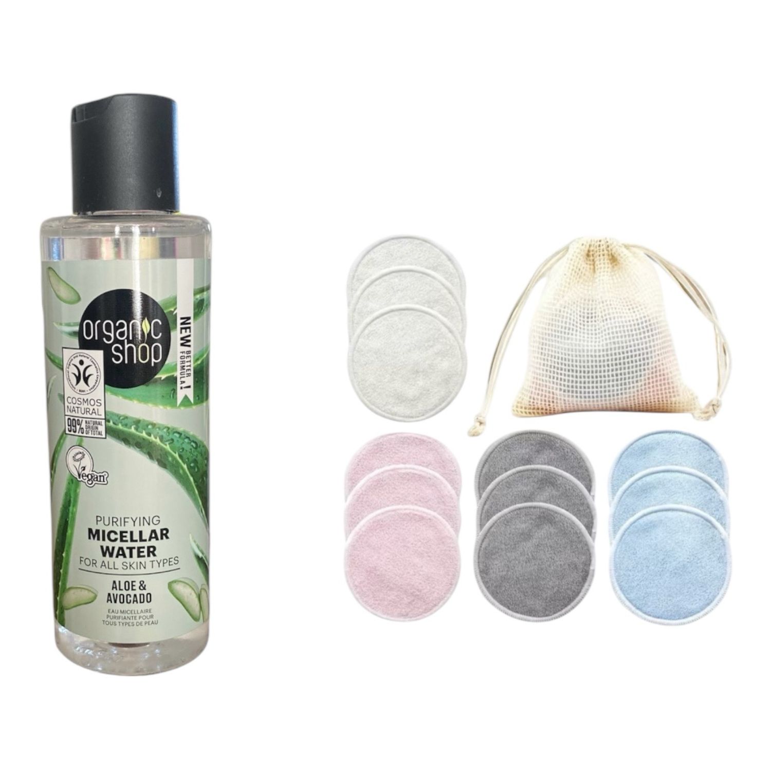 Organic Shop Micellar Water + Herbruikbare Doekjes