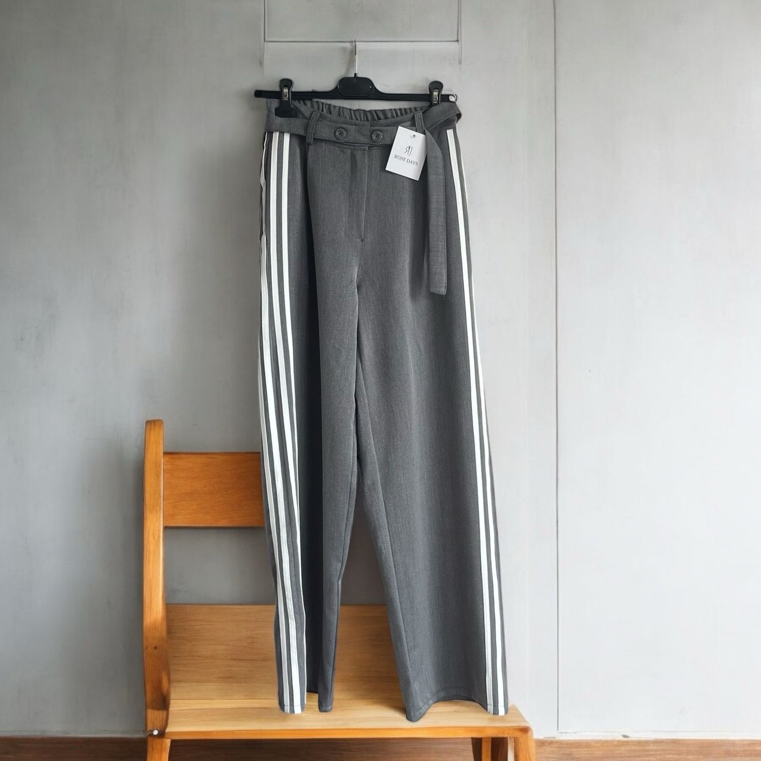 Chic straight pants with striped band - Gestreepte Casual Sportive Must-have Broek