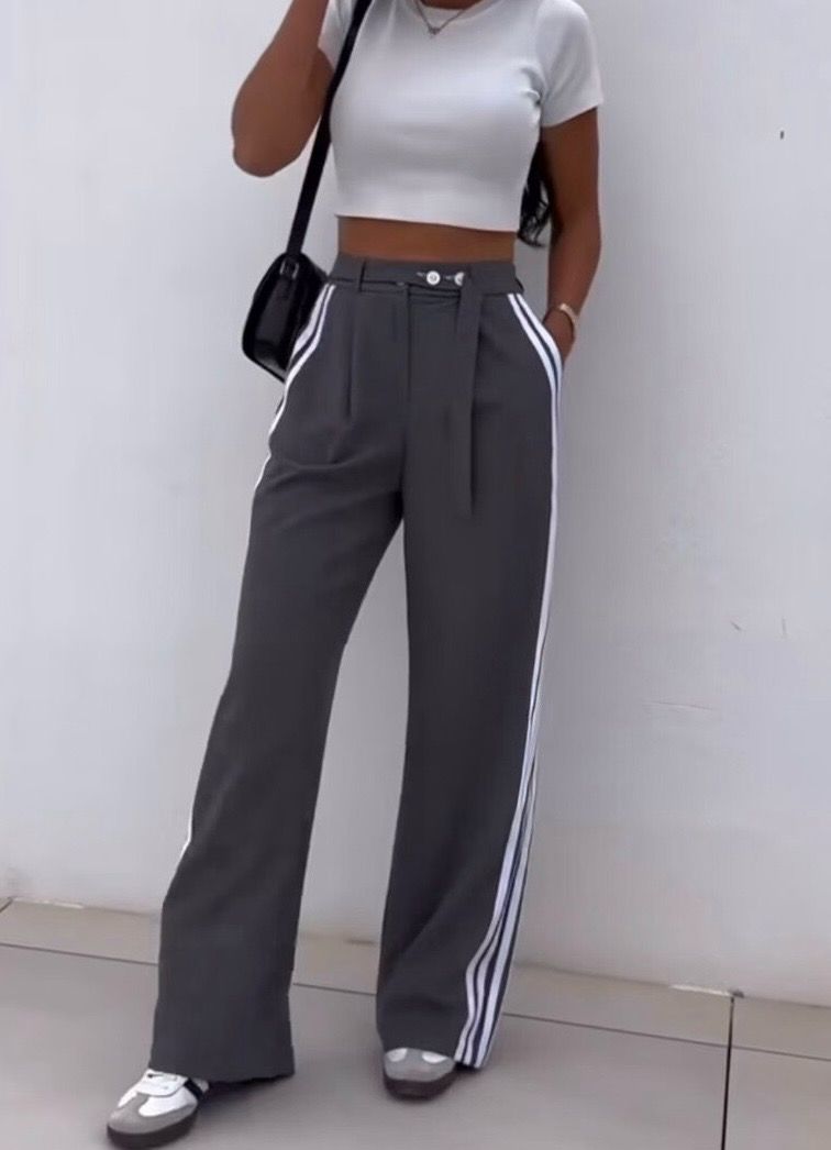 Chic straight pants with striped band - Gestreepte Casual Sportive Must-have Broek