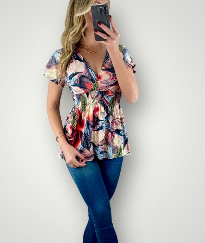 Stretch top - Top met bloemen - One size top - Top stretch