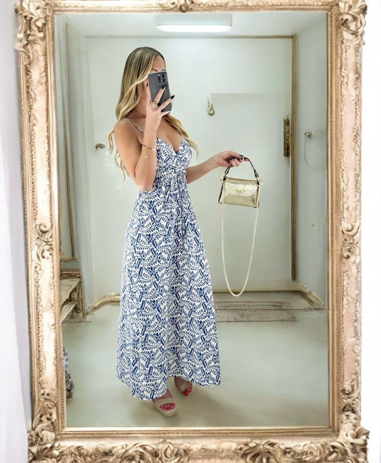 Lange jurk - zomer jurken dames- Kleedje Voor Dames- luchtige zomerjurk - maxi zomerjurk - Lang kleedje Dames- kleedje met Bloemen motief - kleedje met spaghetti bandjes