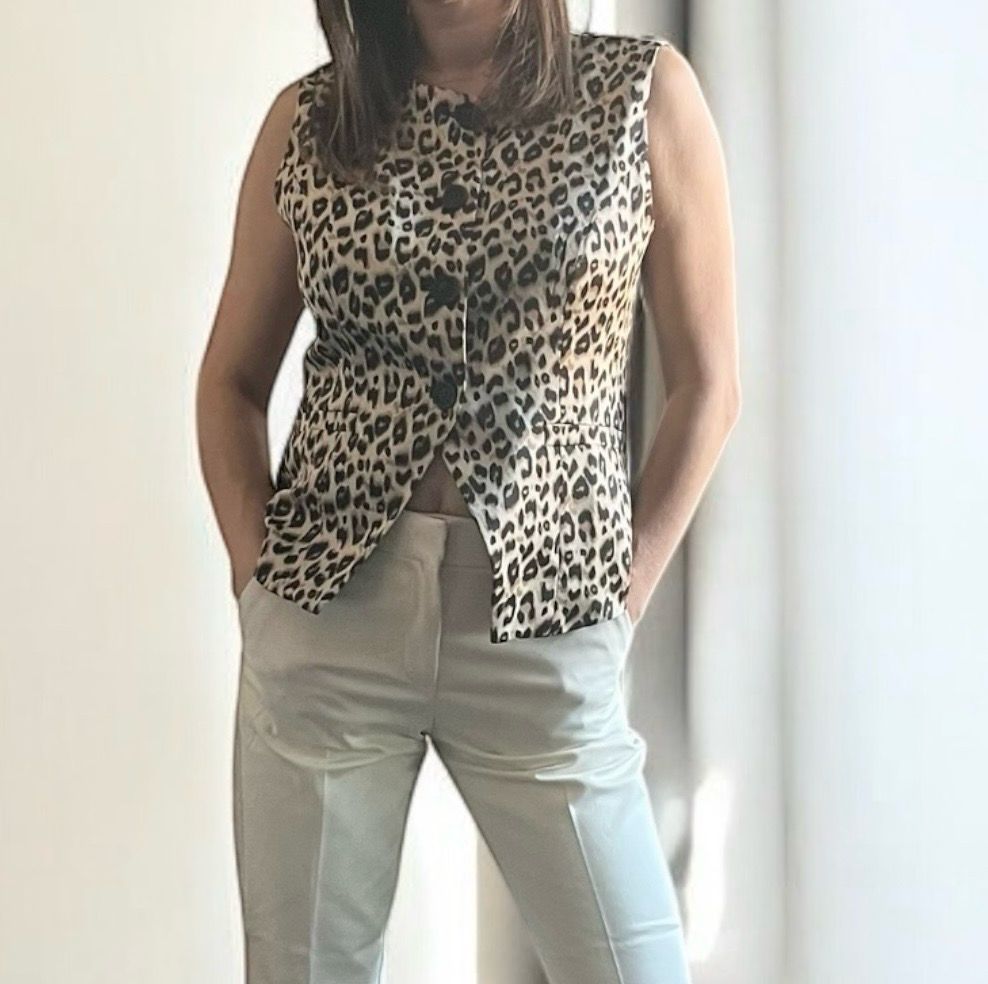 Leopard Print Top - Top Zonder Mouwen - Gillet - Gillet Met Print - Gillet Voor Vrouwen