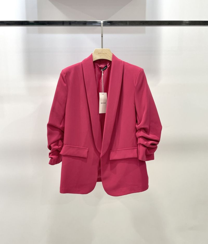 Blazer met opgestroopte mouwen - Blazer met driekwart mouwen - Blazer voor vrouwen - Roze blazer