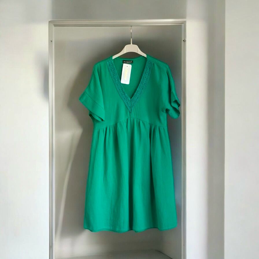 zomer jurken dames- luchtige zomerjurk- mini zomerjurk - Katoenen jurk - Jurk In Tetra Stof- korte jurk voor vrouwen - Knie Jurk - Katoenen jurk - korte jurk voor vrouwen