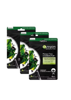 Unisex Garnier Skinactive Botanical Charcoal Sheet Mask- Charcoal Face Mask Sheet