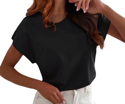 Effen Katoenen T- Shirt - T Shirt Voor Vrouwen - One Size T -shirt