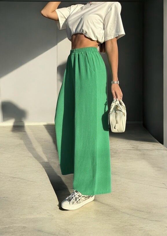 Losse Broek Met Zakjes - Wijde Zomerbroek- Broek Met Wijde Pijpen - Stoffen Broek- Palazzo Broek - Broek Met Elastische Tailleband