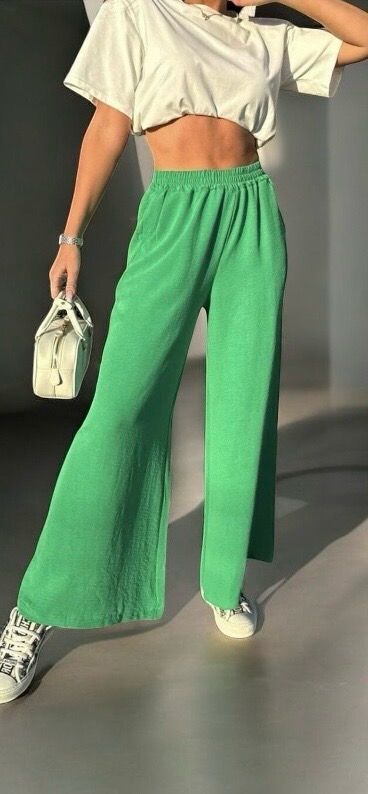 Losse Broek Met Zakjes - Wijde Zomerbroek- Broek Met Wijde Pijpen - Stoffen Broek- Palazzo Broek - Broek Met Elastische Tailleband