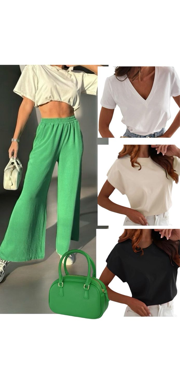 Losse Broek Met Zakjes - Wijde Zomerbroek- Broek Met Wijde Pijpen - Stoffen Broek- Palazzo Broek - Broek Met Elastische Tailleband