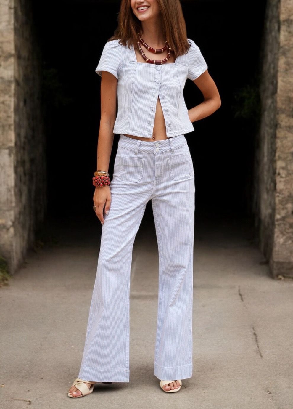 Windy Wide leg striped jeans - Jeans Met Strepen - Broek Voor Vrouwen - Jeans Voor Dames