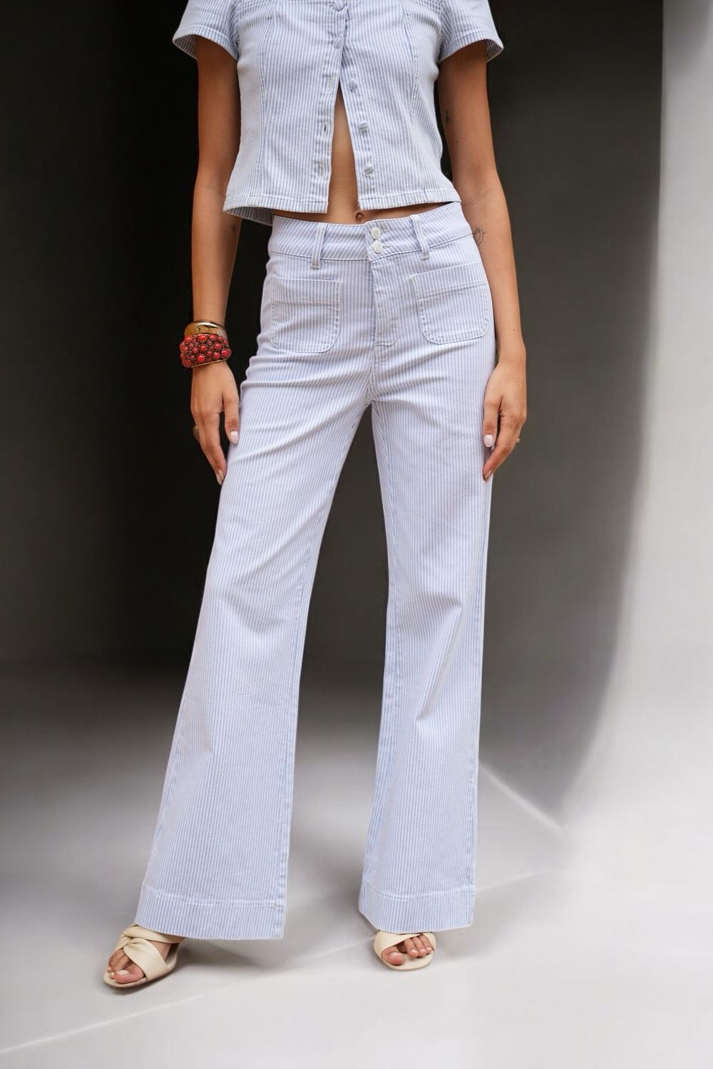 Windy Wide leg striped jeans - Jeans Met Strepen - Broek Voor Vrouwen - Jeans Voor Dames