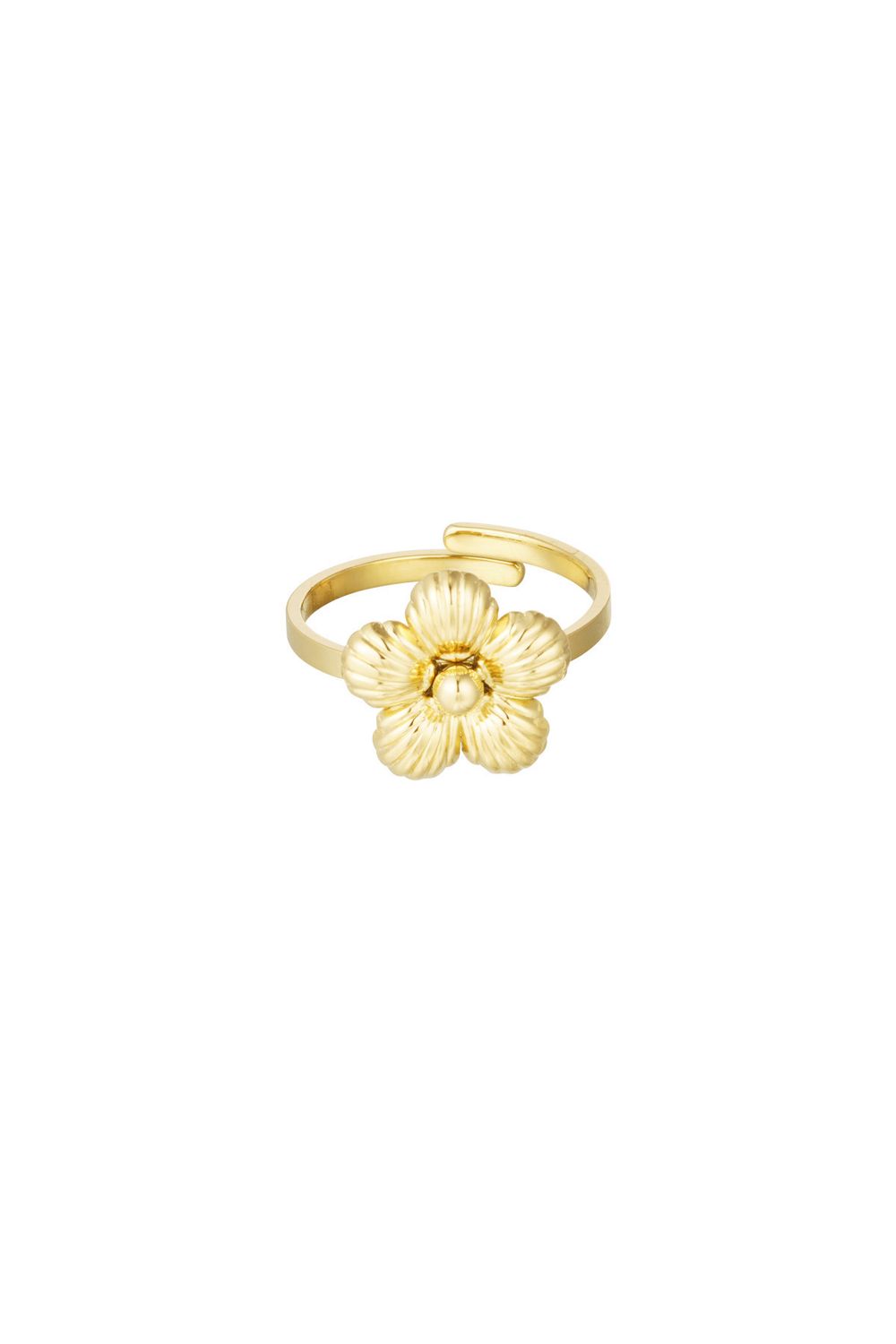 Ring Met Bloem - stainless Steel- 100% Waterproof -Goudkleurig
