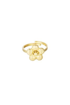 Ring Met Bloem - stainless Steel- 100% Waterproof -Goudkleurig