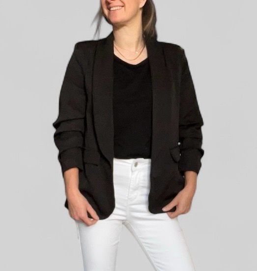 Blazer Met Opgestroopte Mouwen - Blazer Met Drie Kwart Mouwen - Lente/ Zomer Blazer