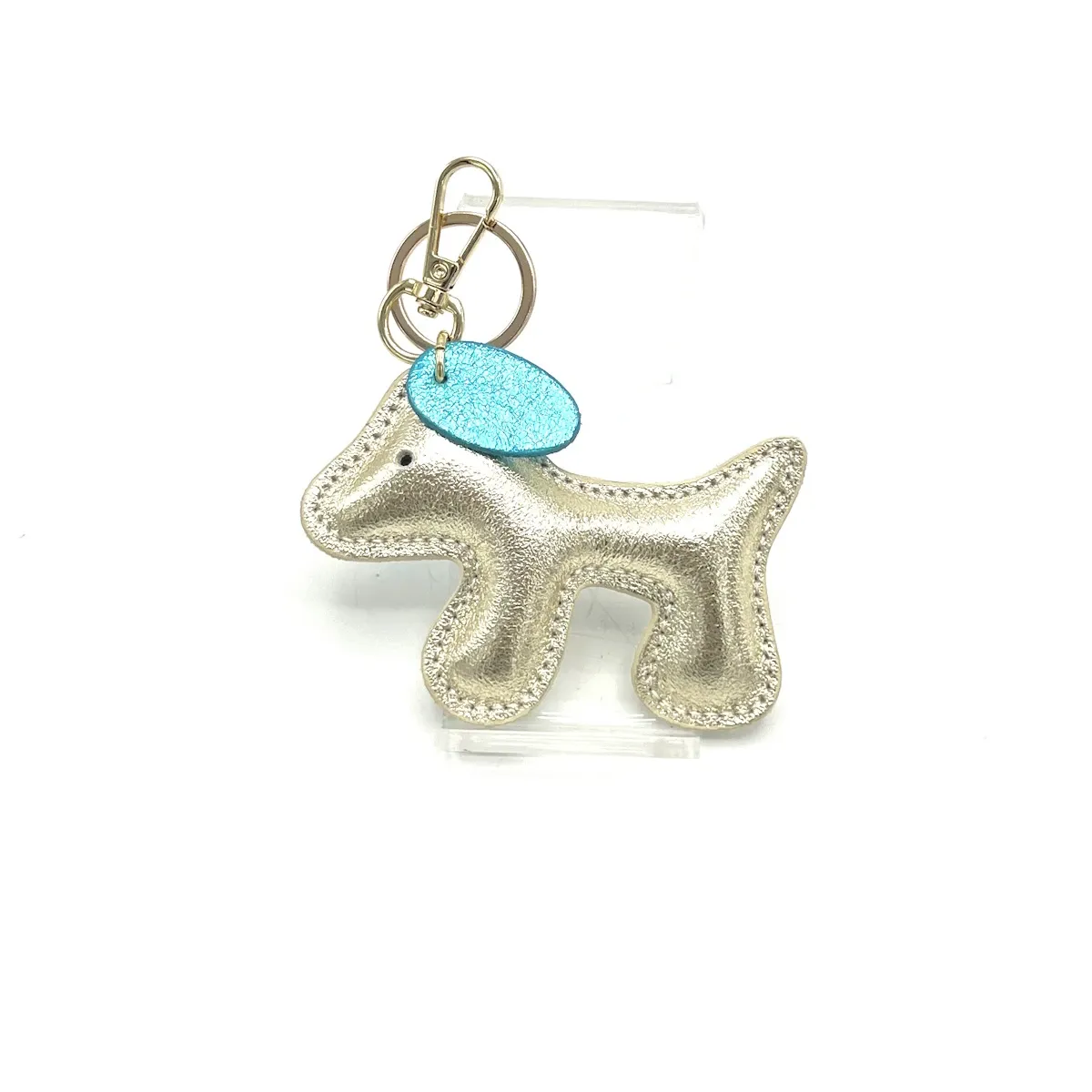 Bicolor gelamineerde lederen sleutelhanger, Schattig puppy ontwerp
