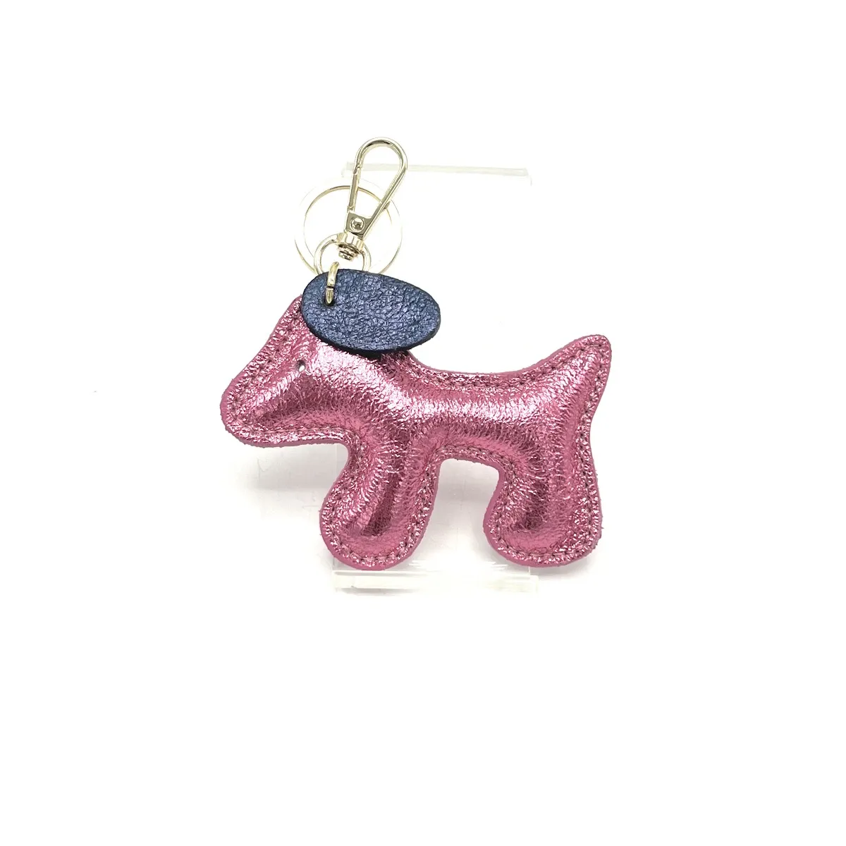Bicolor gelamineerde lederen sleutelhanger, Schattig puppy ontwerp