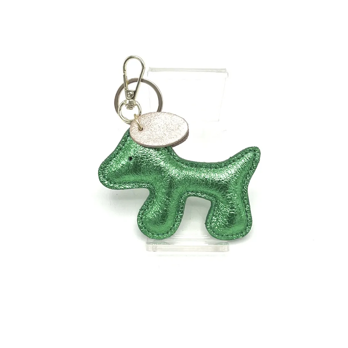 Bicolor gelamineerde lederen sleutelhanger, Schattig puppy ontwerp
