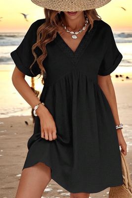 zomer jurken dames- luchtige zomerjurk- mini zomerjurk - Katoenen jurk - Jurk In Tetra Stof- korte jurk voor vrouwen - Knie Jurk - Katoenen jurk - korte jurk voor vrouwen