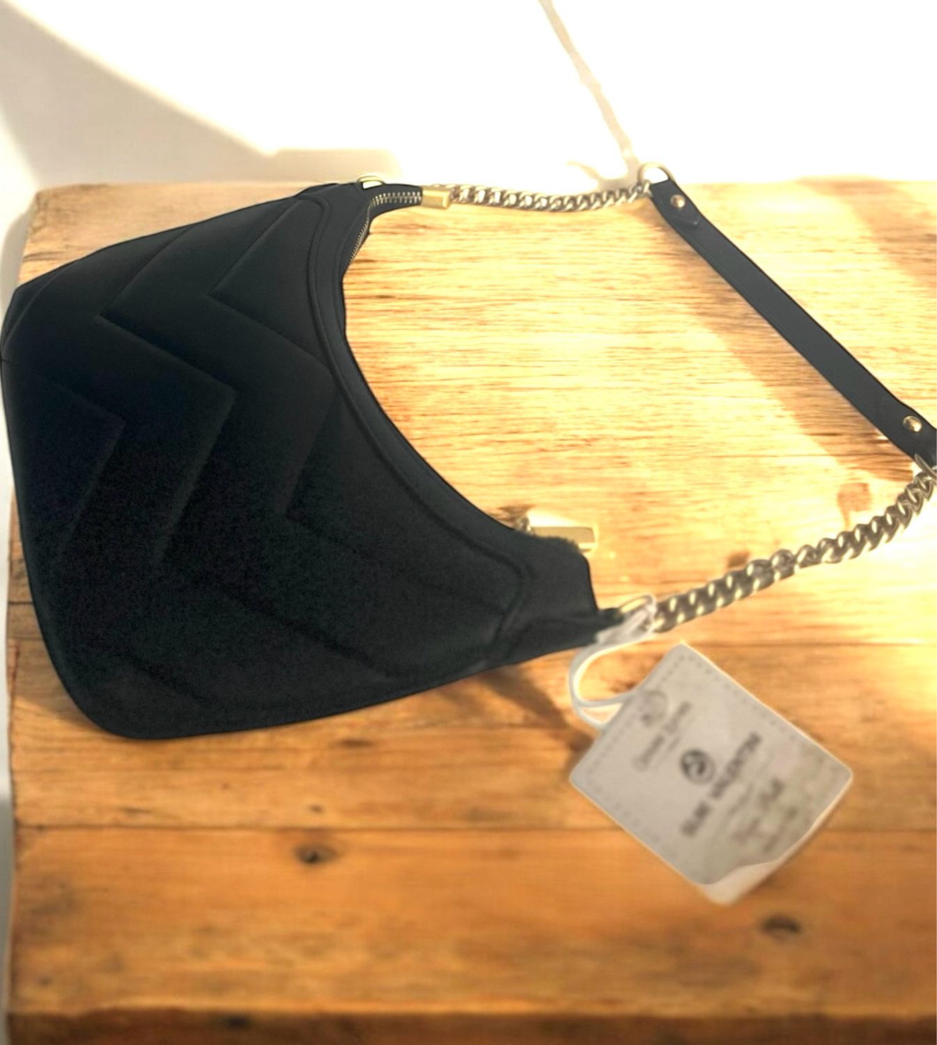 Lederen handtas met ketting strap
