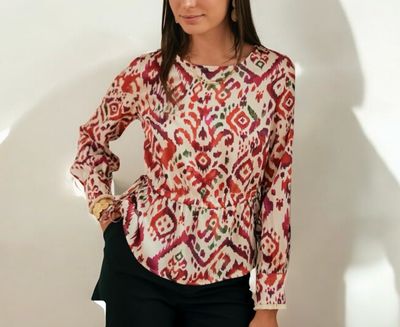 Top Met Lange Mouwen - Top Met Print - Top Voor Dames - Elegante Top Voor Vrouwen - Losse Blouse Met Taille